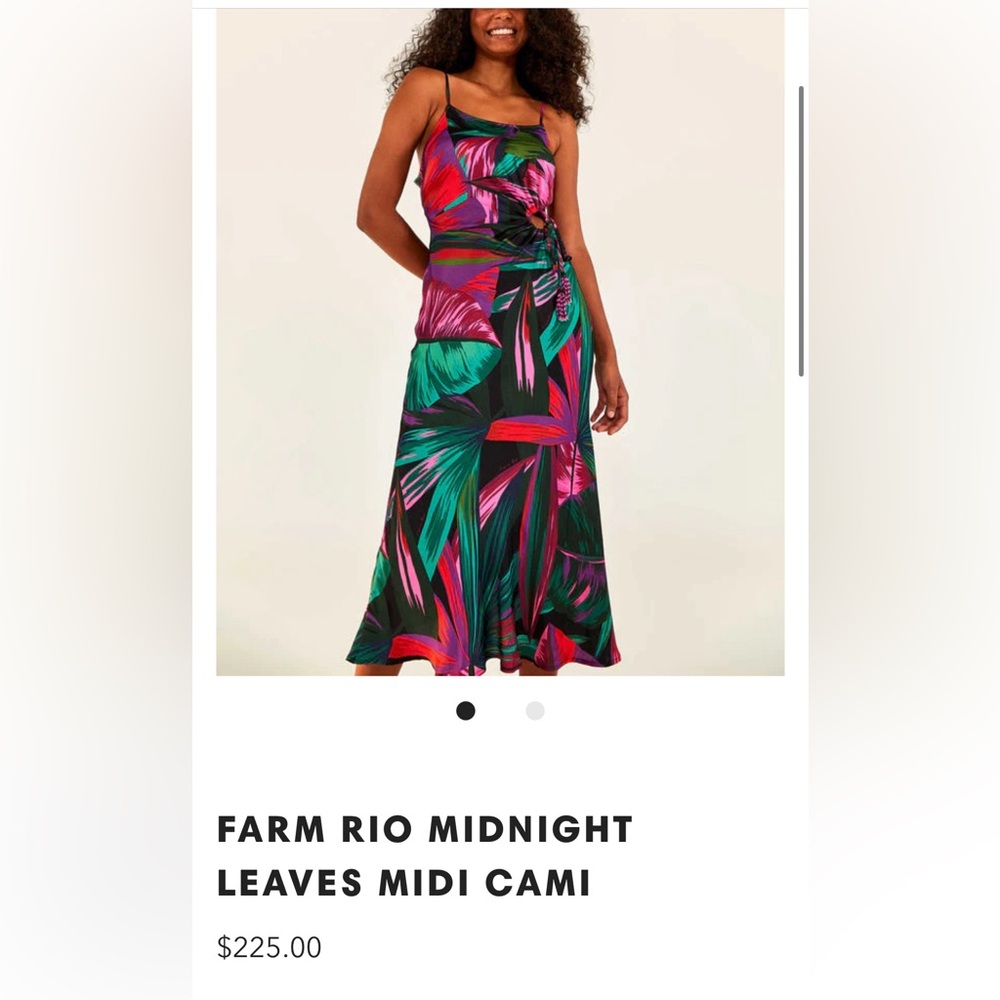Farm Rio - Midnight Leaves Cutout Midi Dress